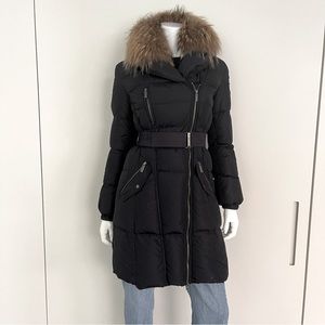 ADD DOWN Long Hooded Coat with Detachable fur collar